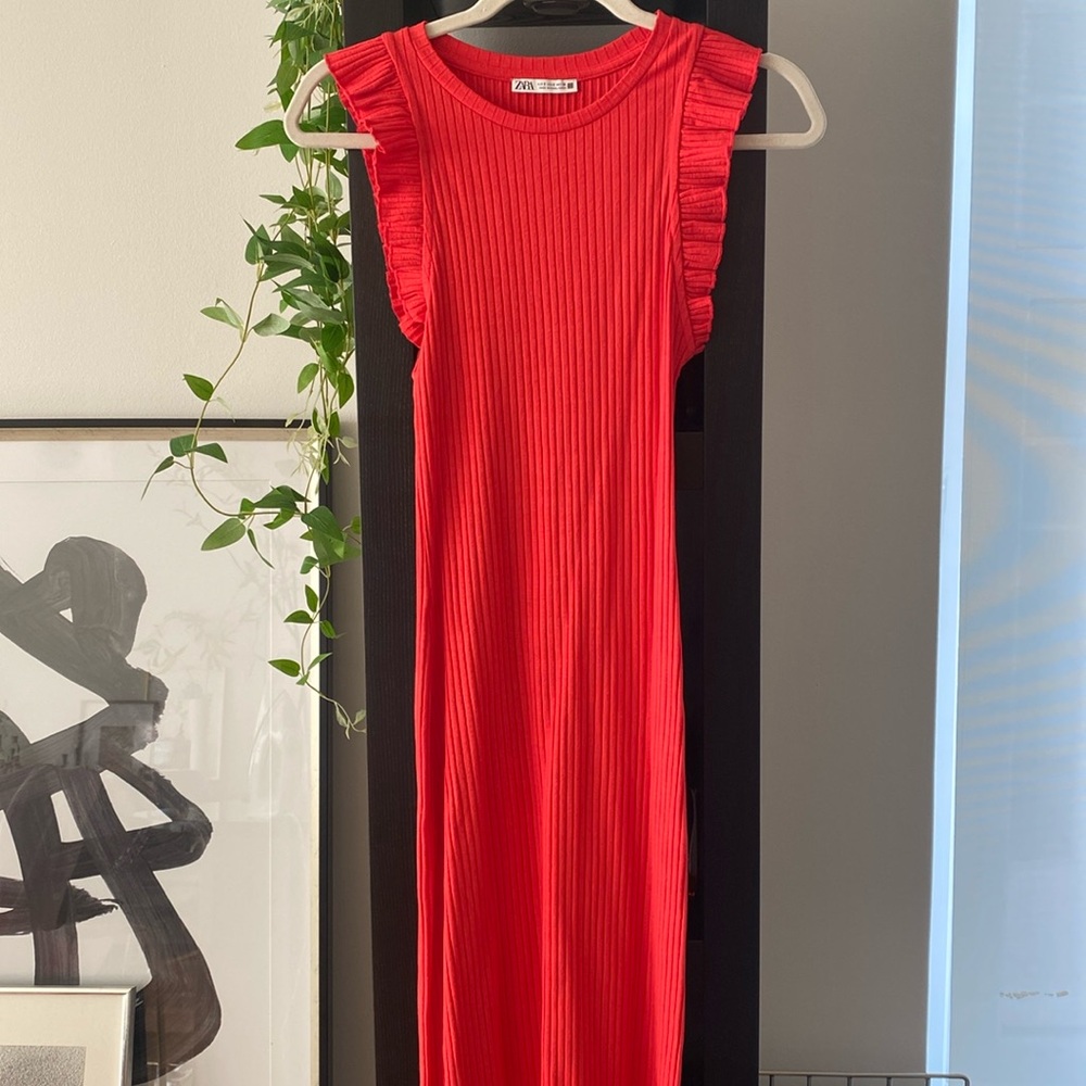 Zara Red Knit Tee Dress